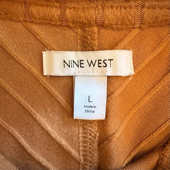 Nine West Women's Large Brown/Gold Tunic Textured Hoodie Sweatshirt - Picture 4 of 6